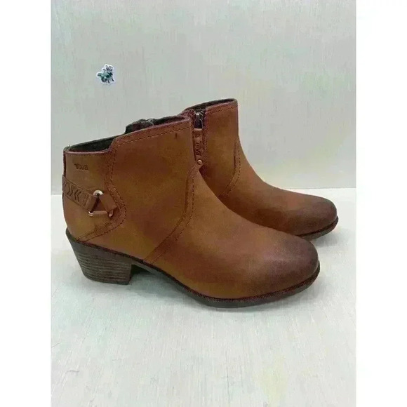 Teva Anaya Women's Brown Leather Chelsea Waterproof Booties Size US 9 - Picture 2 of 10